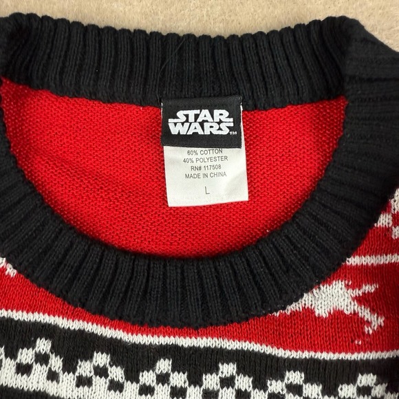 Star Wars Sweater Men L Red Darth Vader Christmas Quote Ugly Knit Holiday - Picture 3 of 8